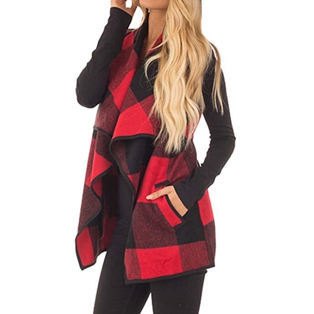 ‼️SOLD‼️Sleeveless Plaid Cardigan